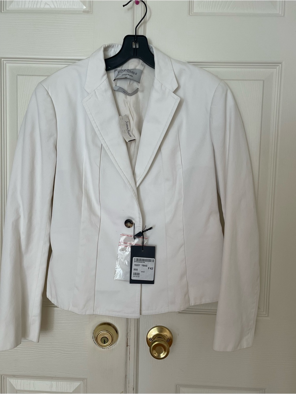 Vintage YSL Peplum White Cotton Jacket French 42/ US 10 NWT
